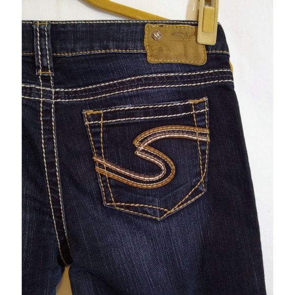 Silver Jeans Frances size 29 -L31 Bootcut Dark Wash Denim Low rise Thick Stitch - Picture 7 of 11